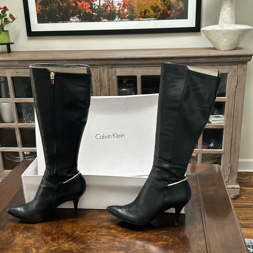 Vintage Calvin Klein leather black boots.